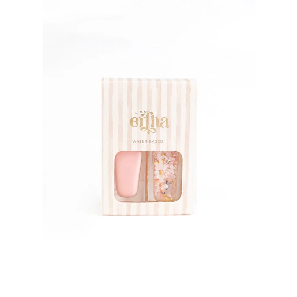 Rosa Nagellack-Set Aquabelles mit Blumen und Gold von Efina