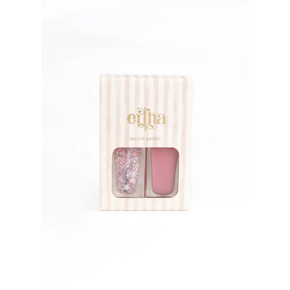 Rosa Glitzer-Nagellack-Set Aquabelles mit weißen Streifen und Logo