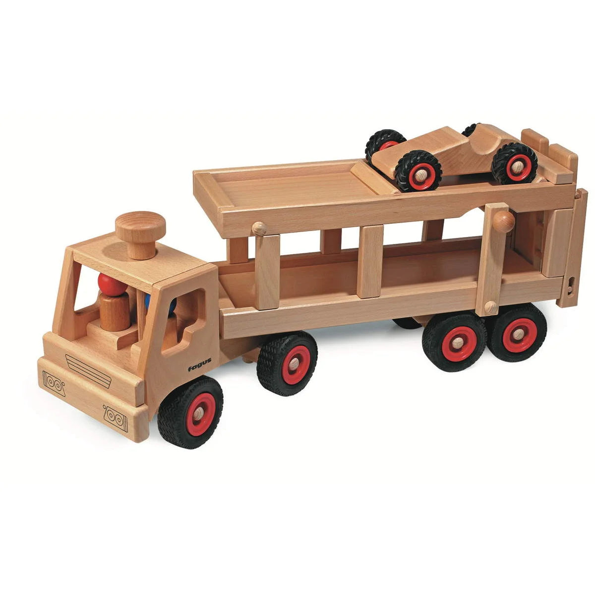 fagus Autotransporter aus Buchenholz mit Knubbelauto