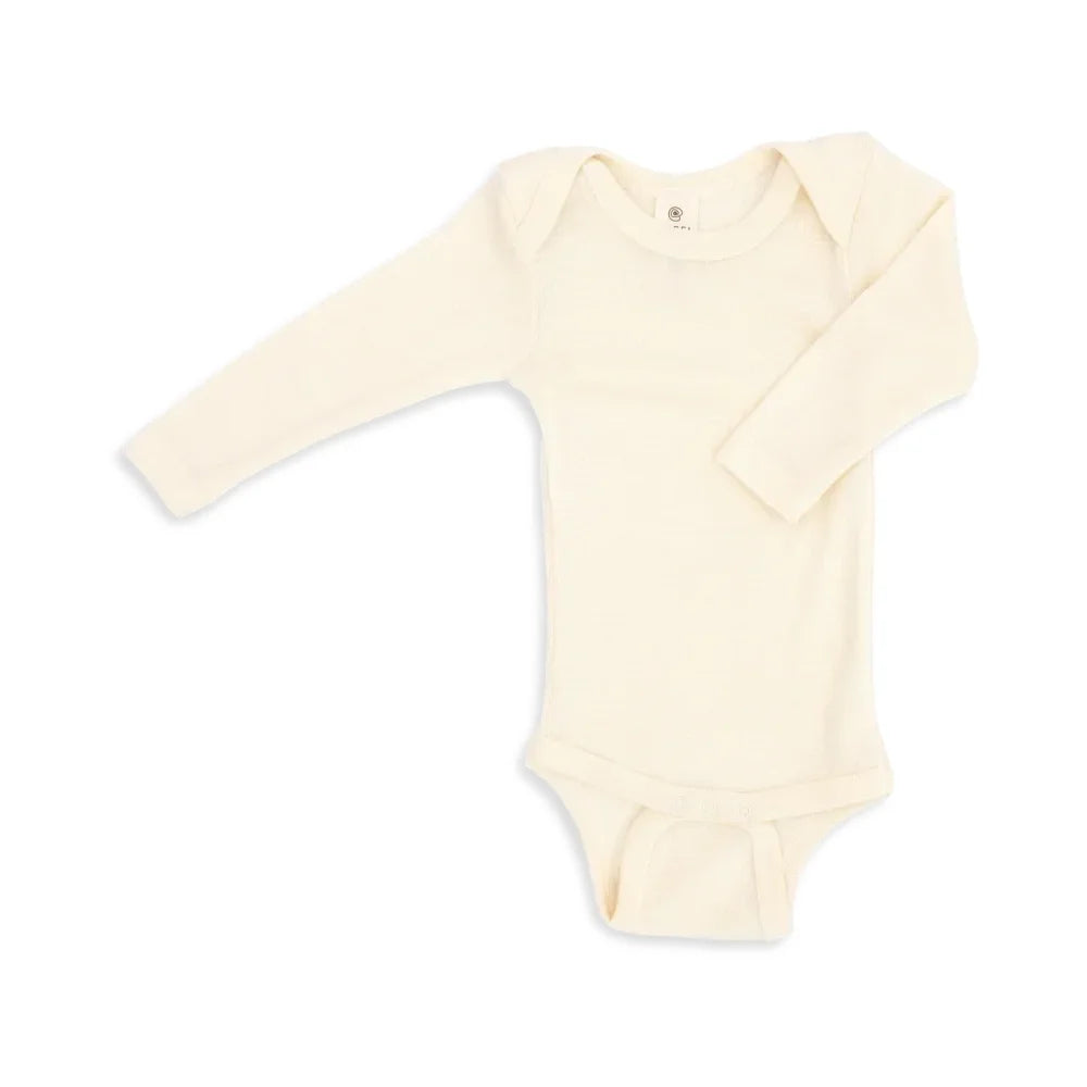 Langärmliger cremefarbener Baby-Body aus der Kollektion Natur