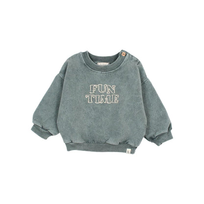 Blautürkisfarbener Baby Fun Sweatshirt mit FUN TIME Schriftzug