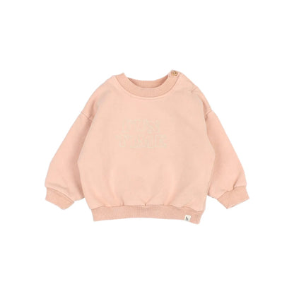 Baby Fun Sweatshirt in peach color with long sleeves, available in Salte Green or Nude