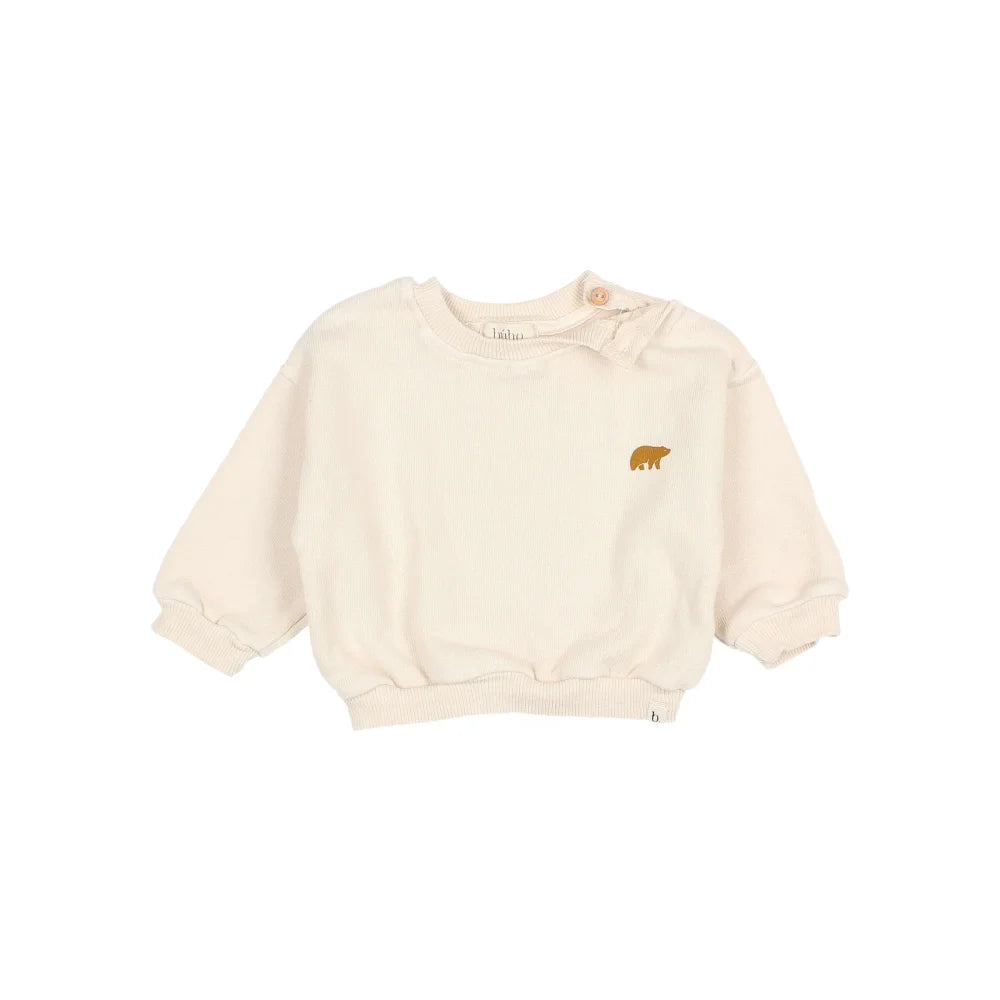 Kremfarbenes Babysweatshirt mit Bärenstickerei, Baby Hibernation Sweatshirt Ivory или Alpine Green