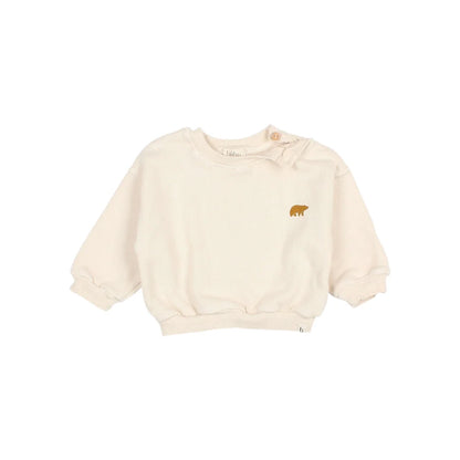 Kremfarbenes Babysweatshirt mit Bärenstickerei, Baby Hibernation Sweatshirt Ivory или Alpine Green
