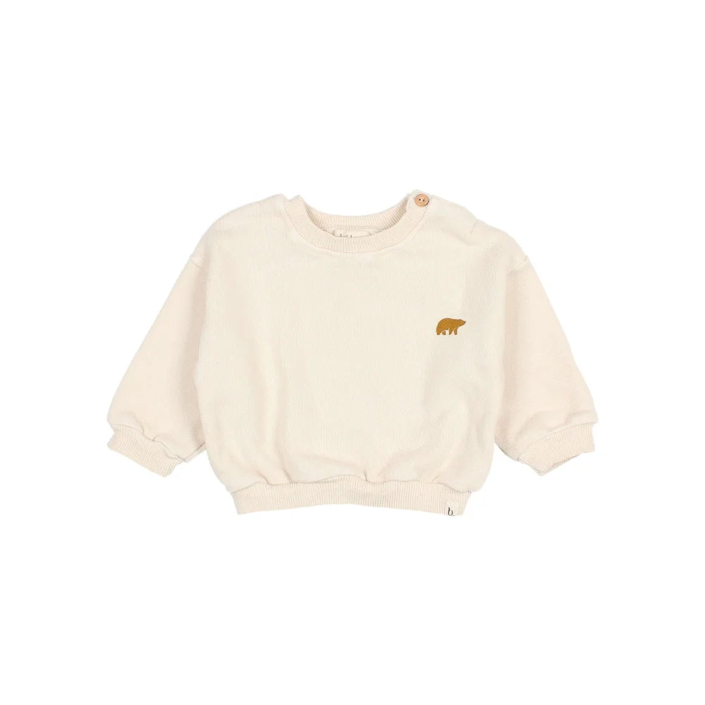 Cremefarbenes Sweatshirt mit Bärenstickerei für Babys in Ivory oder Alpine Green