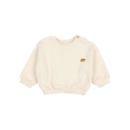Cremefarbenes Sweatshirt mit Bärenstickerei für Babys in Ivory oder Alpine Green