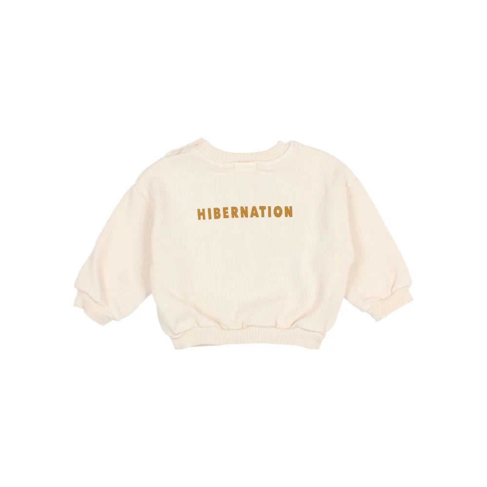 Hellbeige Sweatshirt mit HIBERNATION-Text aus dem Produkt Baby Hibernation Sweatshirt