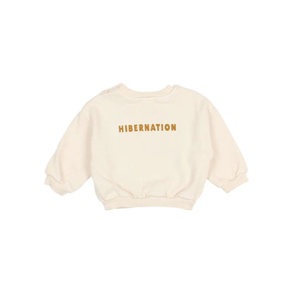 Hellbeige Sweatshirt mit HIBERNATION-Text aus dem Produkt Baby Hibernation Sweatshirt