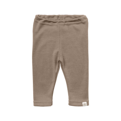 Beige gerippte Baby-Leggings Sand mit weichem Gummibund und subtiler Textur