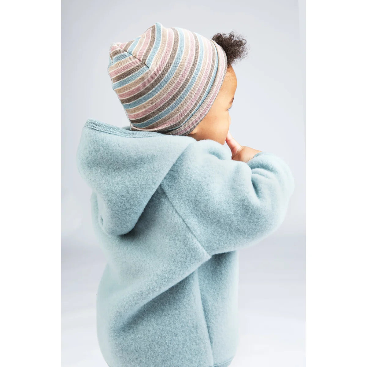 Engel Baby-Mütze Pastellcolour geringelt Detailansicht