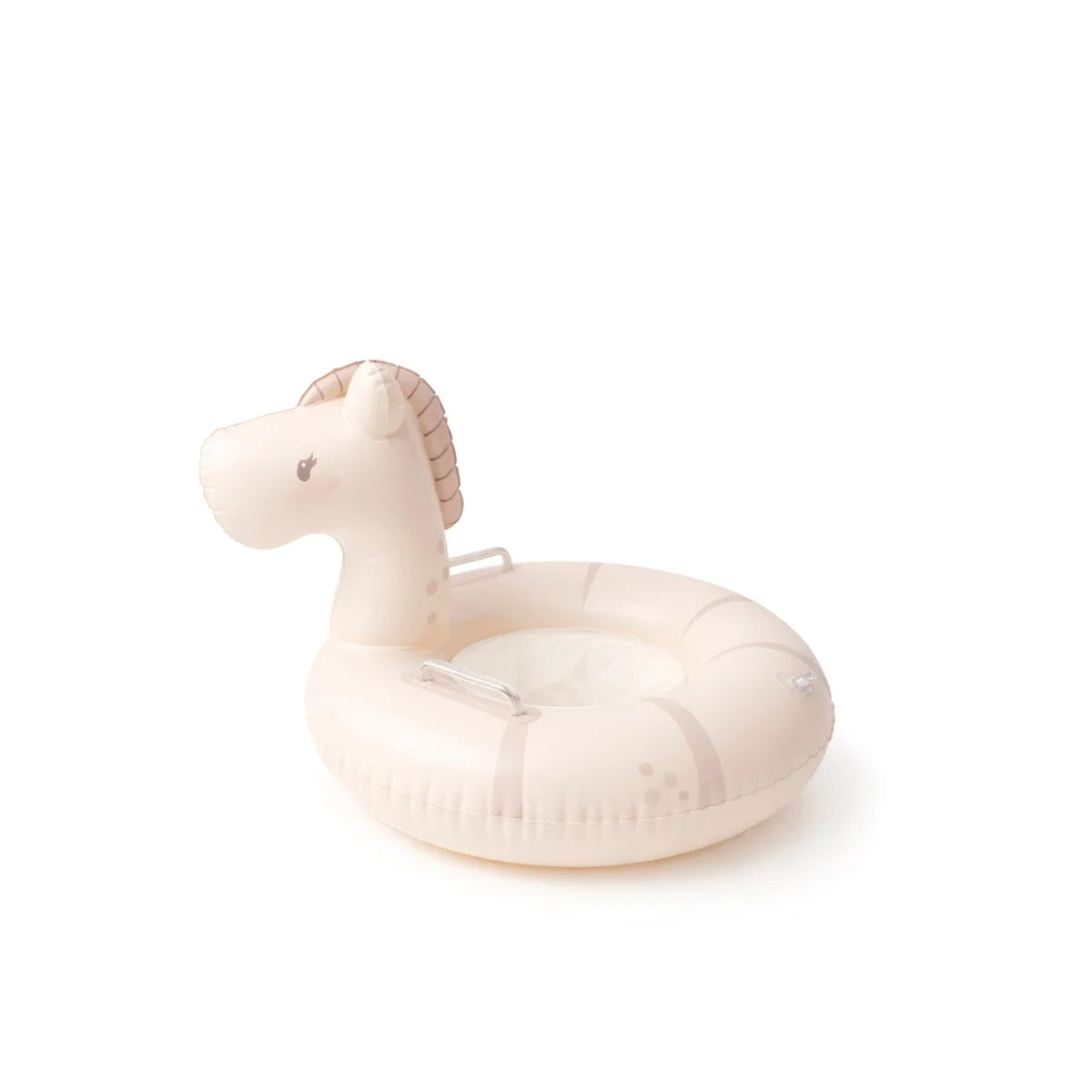 Baby-schwimmring little pony in creme mit brauner mähne und metallgriffen aus ökologischen baby- & kinderprodukten