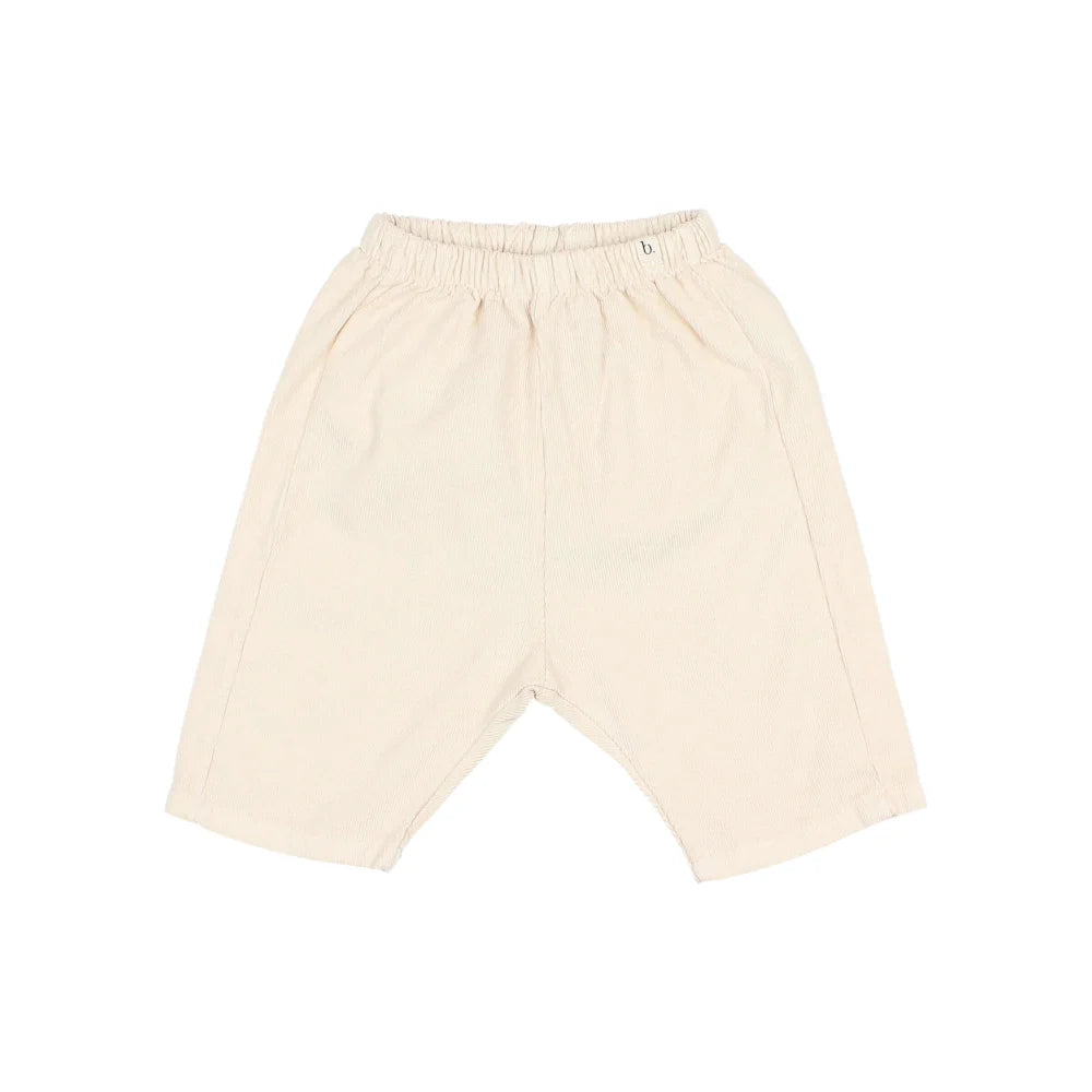 Beige elastische Bund-Shorts aus Baby-Soft-Velours in Ivory oder Ocre