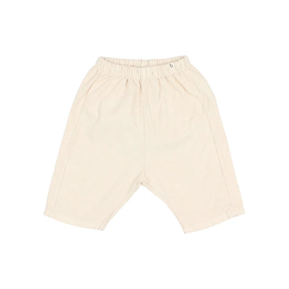 Beige elastische Bund-Shorts aus Baby-Soft-Velours in Ivory oder Ocre