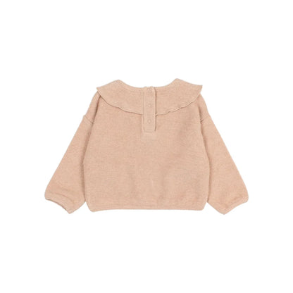 Beige Fleecefell mit Rüschenkragen für Babys, Baby Terry Girly Sweatshirt Ivory oder Rose