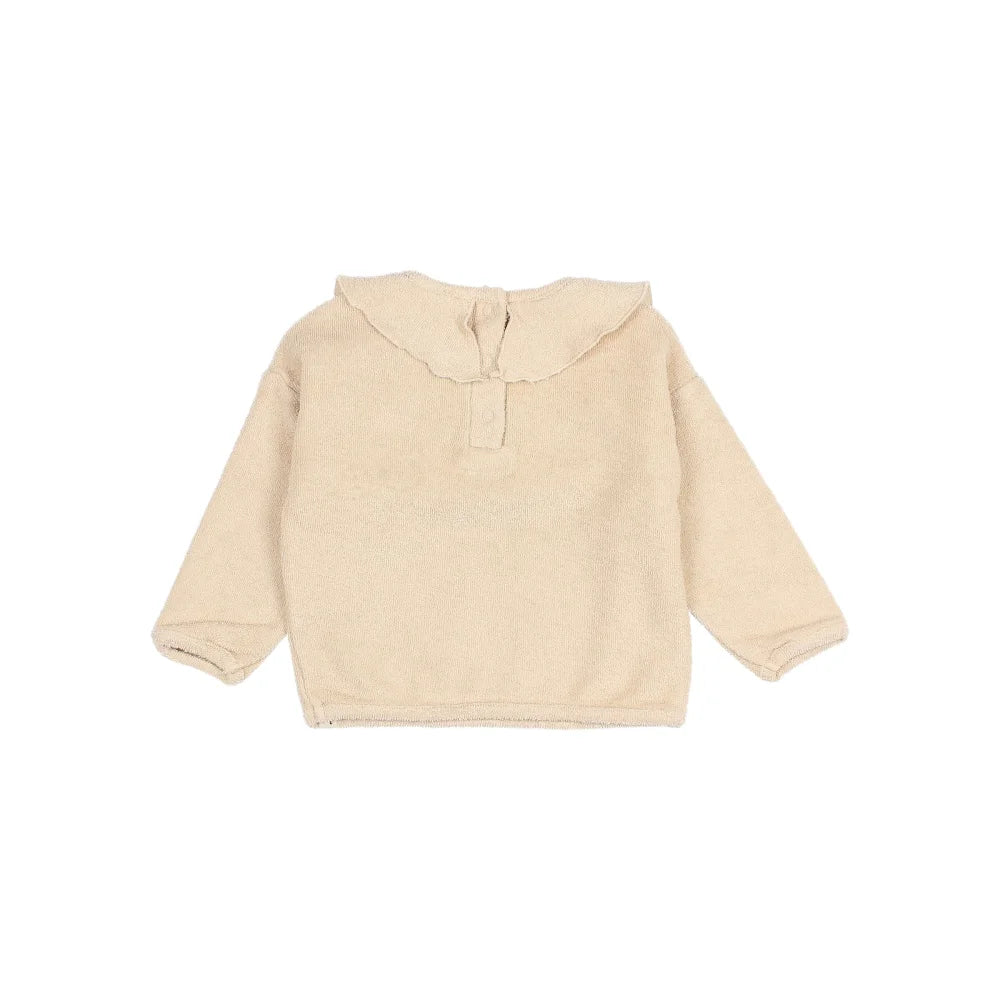Beige Strukturierte Corduryoverall mit Kragen für das Baby Terry Girly Sweatshirt
