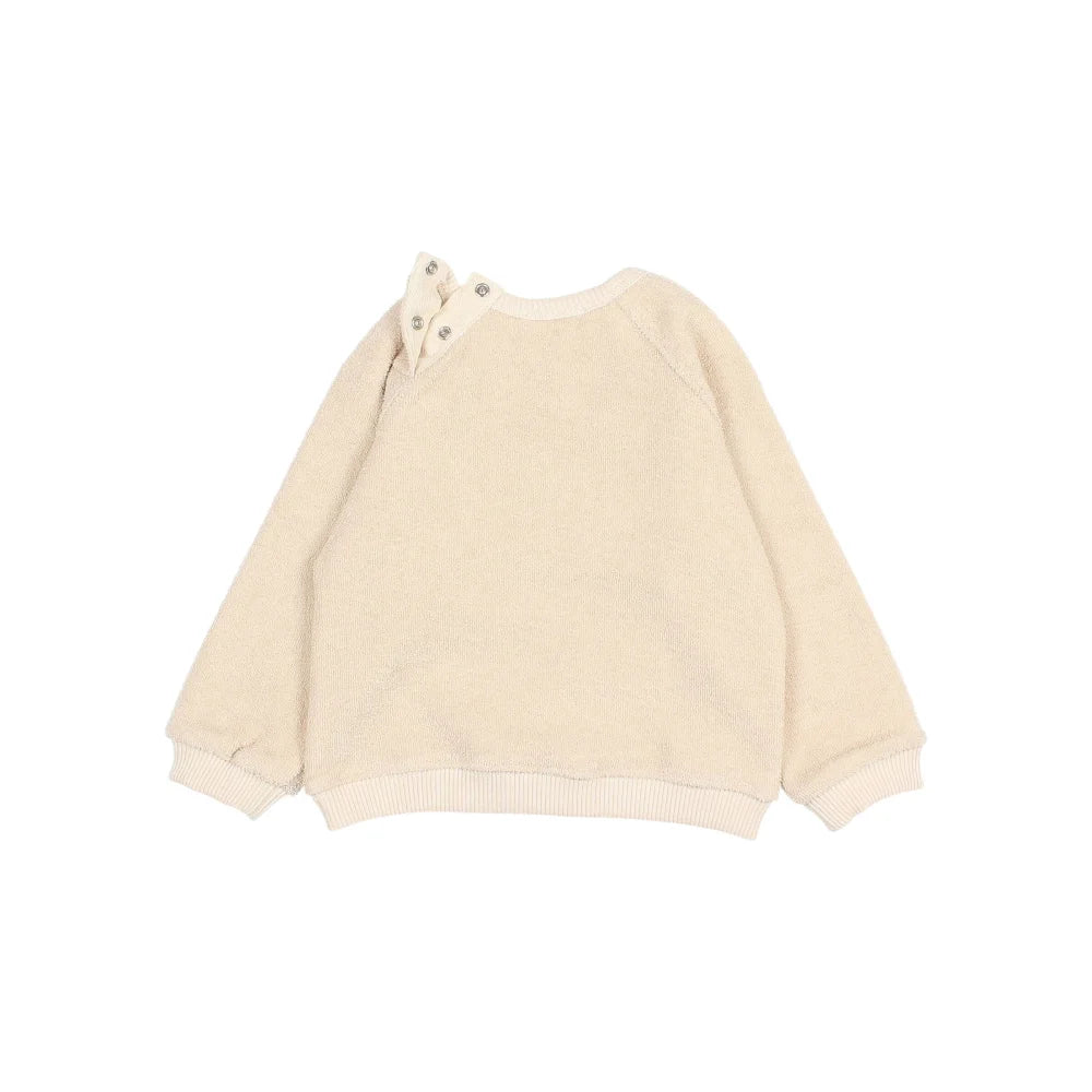 Baby Terry Sweatshirt in Elfenbein mit langärmligem, flauschigem Strickstoff