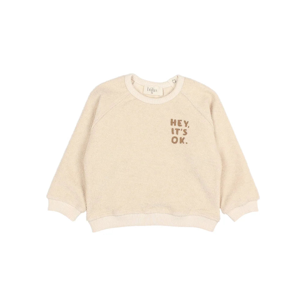 Beige langärmeliger Baby Terry Sweatshirt Ivory für Kindermode