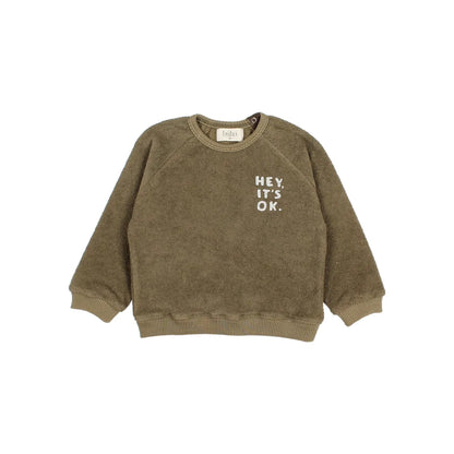 Olive grün gefütterter Sweatshirt Baby Terry Sweatshirt Kaki