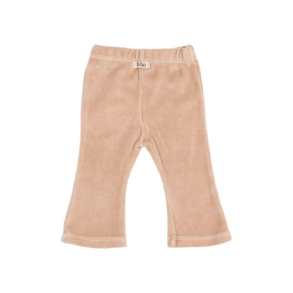 Beige Samt-Babypantoffen für Baby, flared Design, in Ivory oder Rose erhältlich