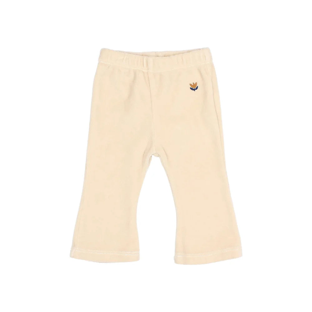 Creamfarbene ausgestellte Baby Velvet Leggings in Ivory oder Rose