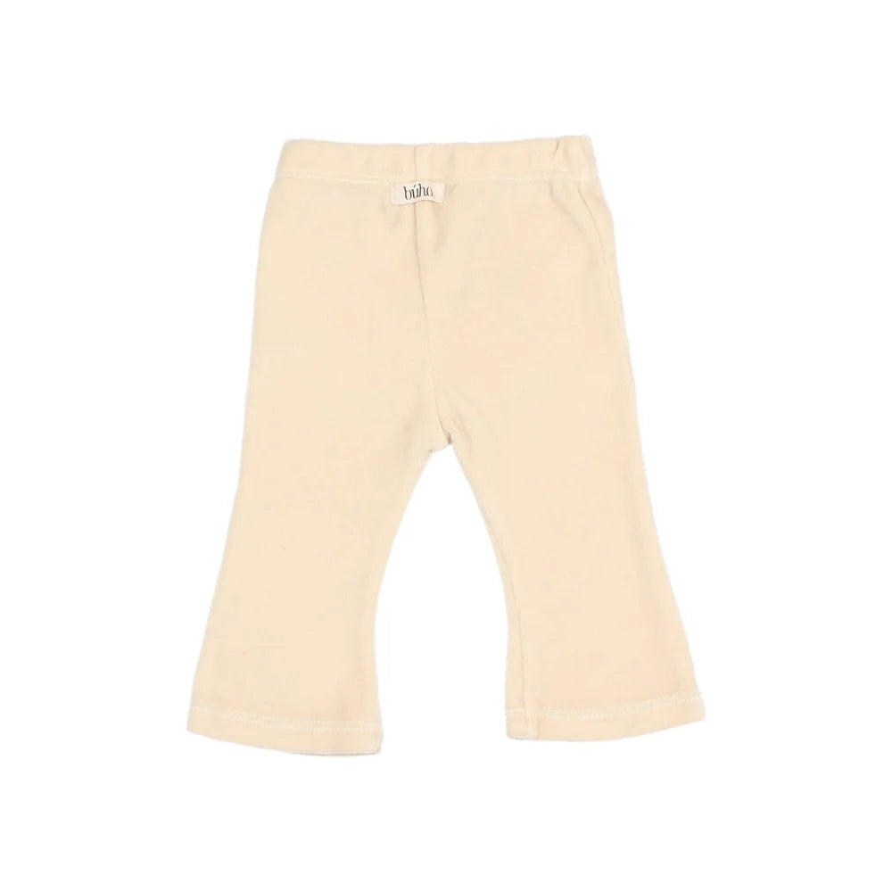 Beige Babyhose aus Samtstoff für Baby Leggings im Flare-Design in Ivory oder Rose