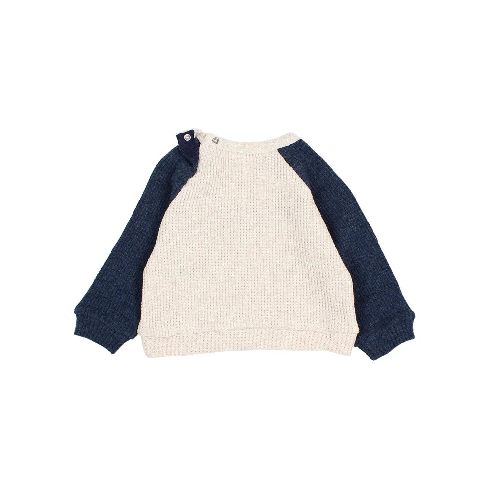 Zweifarbiger Strickpullover für Babys aus Waffelstrick, Modell Tokyo