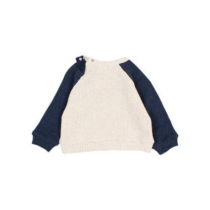 Zweifarbiger Strickpullover für Babys aus Waffelstrick, Modell Tokyo