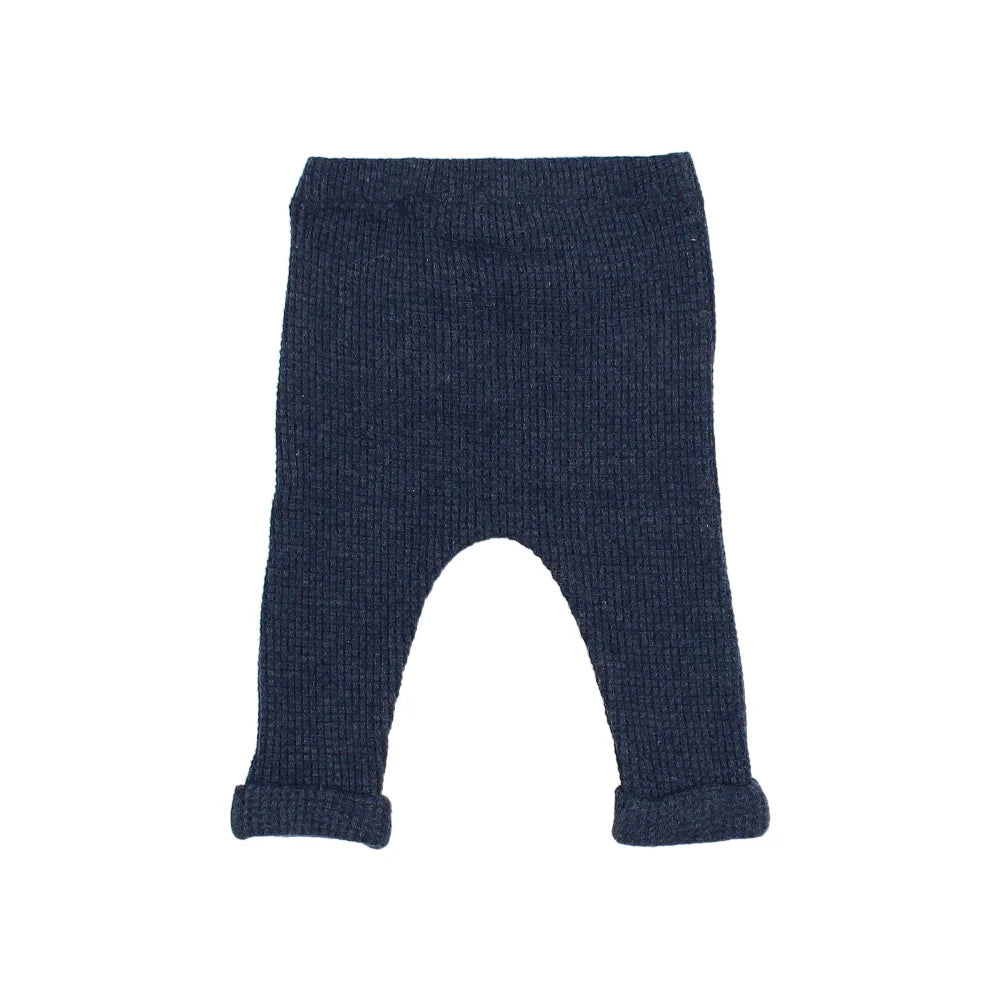 Dunkelblaue Strick-Babyleggings aus Baby Waffle Kollektion