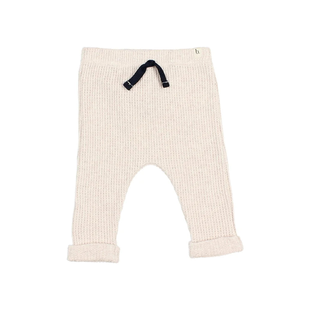 Elfenbeinfarbene gestrickte Babyhosen mit Kordelzug aus der Produktlinie Baby Waffle Legging