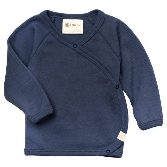 Engel Baby-Wickelshirt aus Merinowolle und Seide in Marine