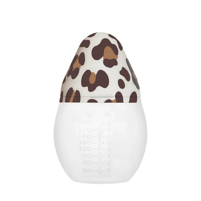 Babyflasche Graouu weiß mit Leopardenprint-Deckel und Skalenstrichen