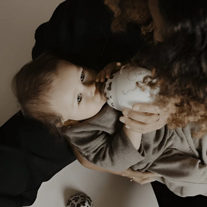 Weiße Keramik Babyflasche Graouu mit Muster, 150 ml oder 240 ml