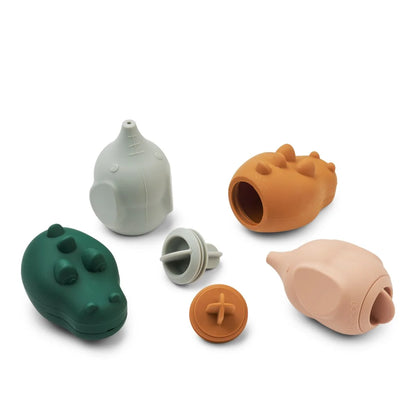 Badespielzeuge CAROLINA 4er-Pack Dove blue multi mix bunte, modulare tierförmige Badespielzeuge