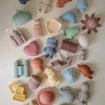 Pastellfarbene silikon badefiguren in verschiedenen formen schimmelresistent für spielspaß im bad
