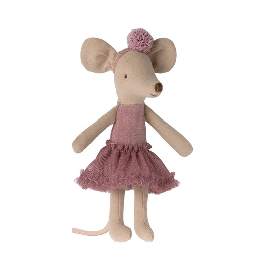 Weiche beige Plüschmaus Ballerina Maus Grosse Schwester Heather in rosa Spitzenkleid