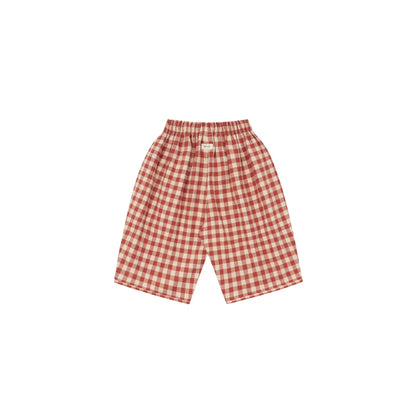 Organic Zoo Barrel Pants Paprika Gingham Bund