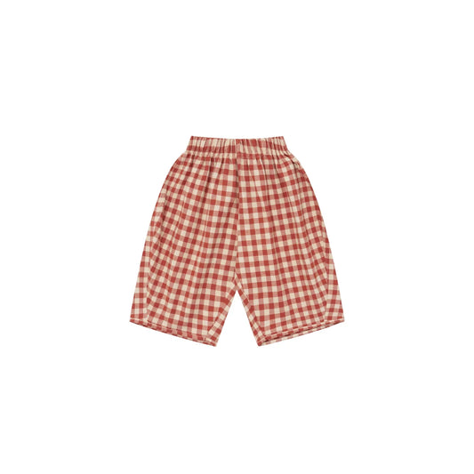Organic Zoo Barrel Pants Paprika Gingham Detail
