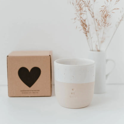 Zweifarbiges Keramikleuchter Becher ME TIME 350ml mit Herzdesign