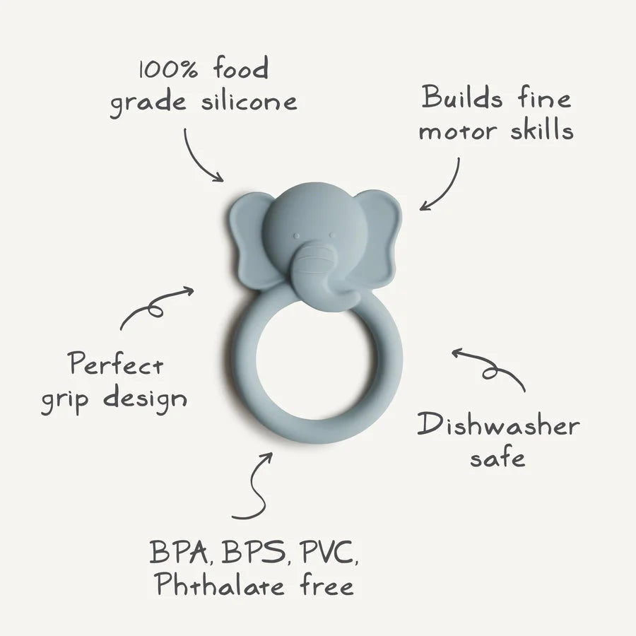 Pale blue silicone Beissring Elefant Teething Ring für Babys