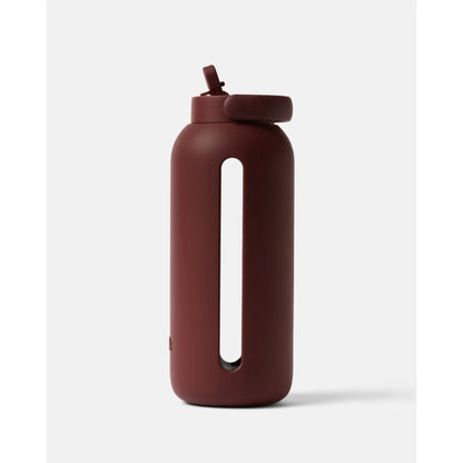 Bink Big Bottle 1 l in Black Cherry (kirschrot), Glas-Trinkflasche mit Griff