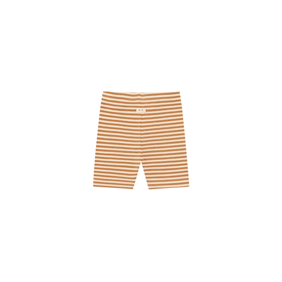Biker Shorts Copper Stripes: gebrannte Creme gestreifte Kinder-Shorts aus weichem Stretchstoff