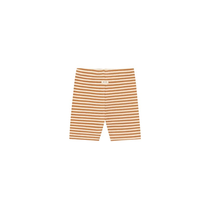 Biker Shorts Copper Stripes: gebrannte Creme gestreifte Kinder-Shorts aus weichem Stretchstoff