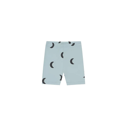 Hellerblaue Kinder-Biker Shorts River Midnight mit schwarzem Mondmuster