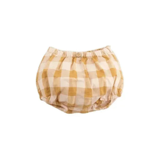 Gingham-muster Babybloomers in Gelb und Weiß, Bloomers aus Webstoff Lemongrass