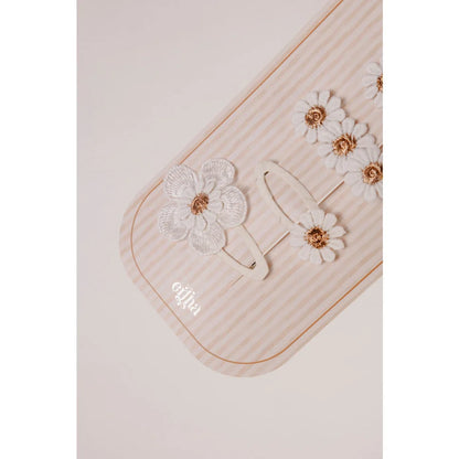 Klare Blumen-Hüllen fürs Handy mit weißen Blüten und goldenen Zentren