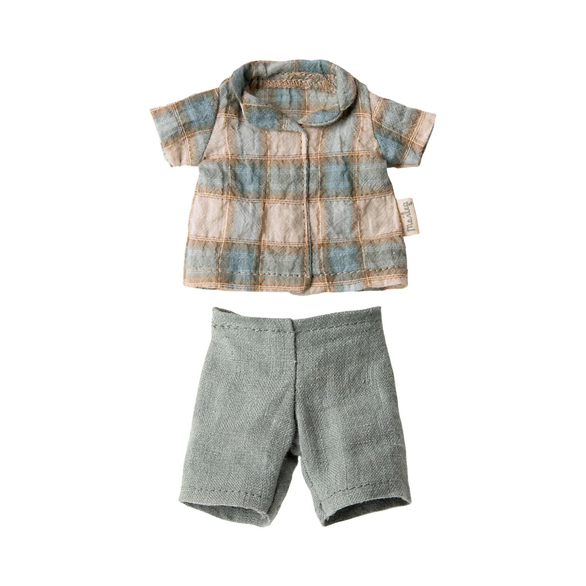 Bluse und shorts größe 1 in softem blau und beige mit feinem strick und nachhaltige babykleidung schweiz