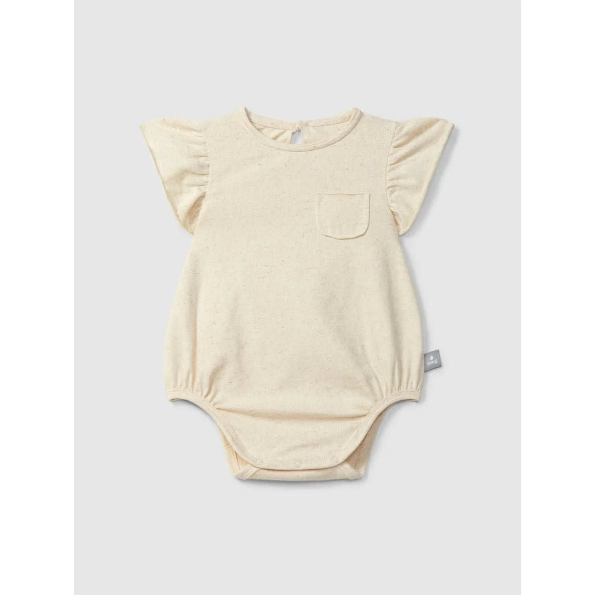 Creme Babybody mit Rüschenärmeln, floralem Print, Linen nachhaltige Babykleidung Schweiz