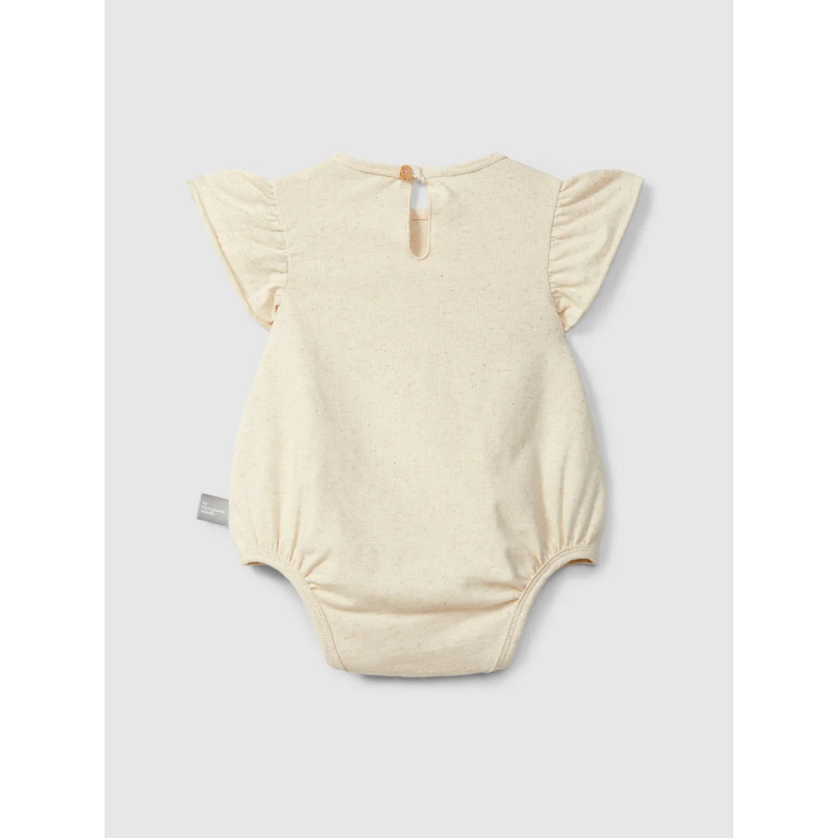 Nachhaltige Babykleidung Schweiz: cremefarbener Body mit Rüschenärmeln