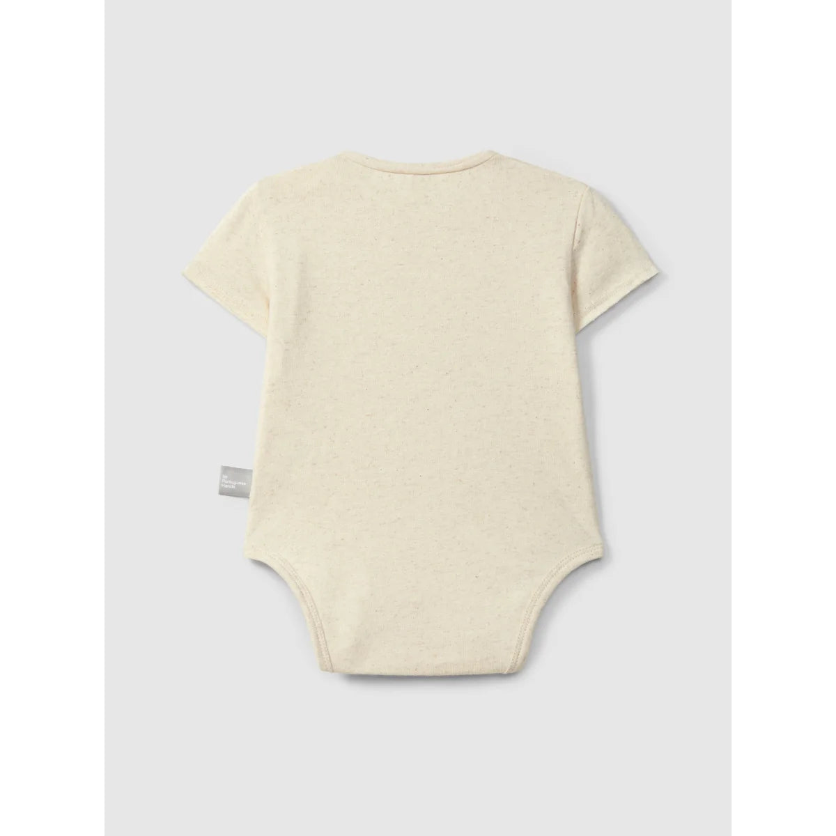 Nachhaltige Babykleidung Schweiz: Leinen Body mit Tasche, cremefarben