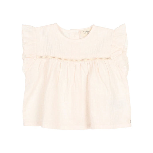 Cremefarbene ärmellose Bluse mit zarten Stickdetails auf der Brust im Boho-Stil